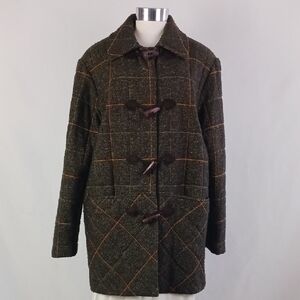 Brown Quilted W Toggle Closure Jacket.